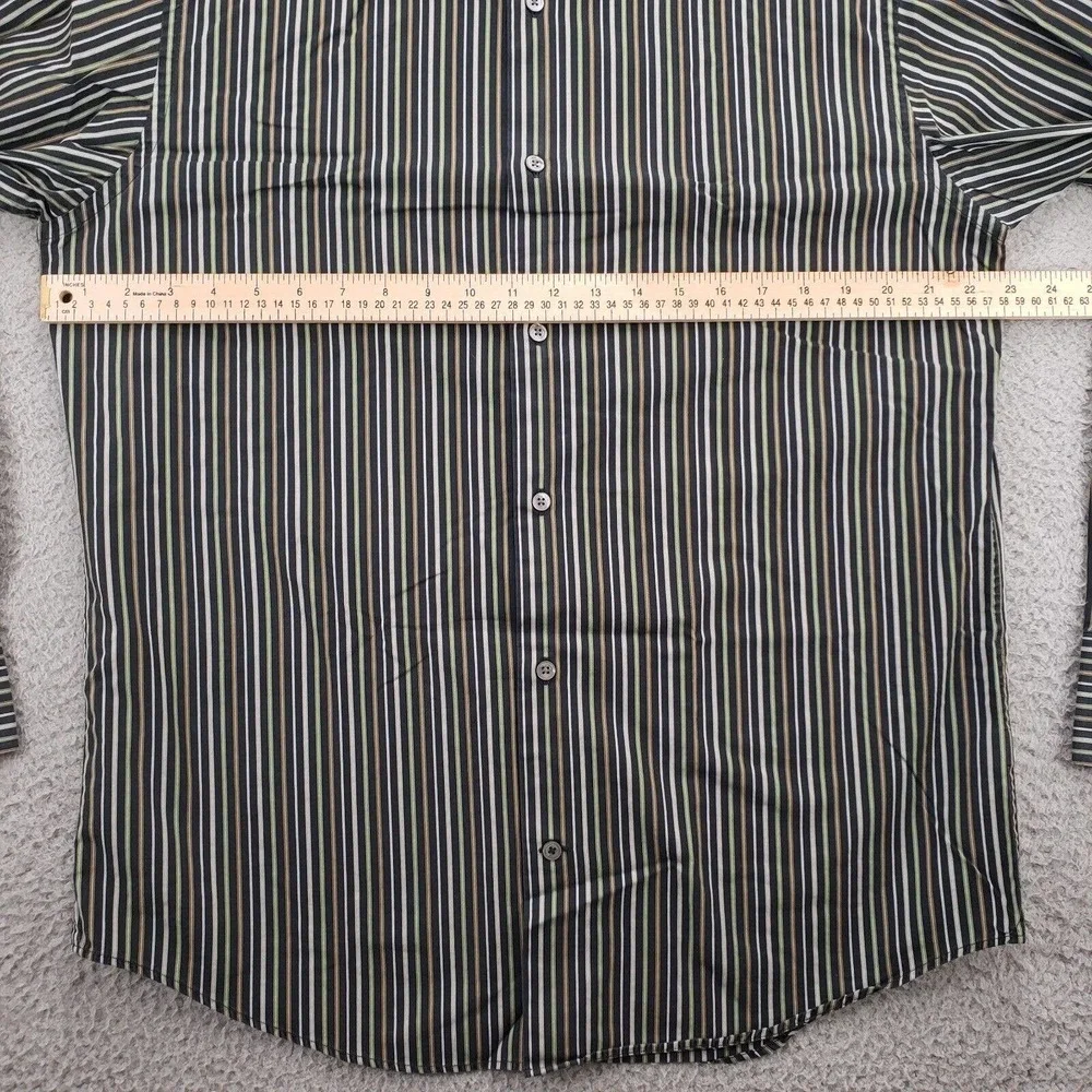 Banana Republic Shirt Mens Large 16 16.5 Black Sriped‎ Classiccore Button Up